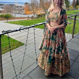 Green and Gold Lehenga